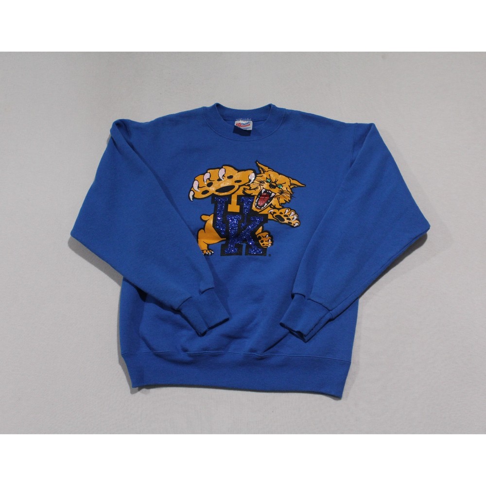 Hanes Royal Blue Crewneck Sweatshirt with Yellow Wildcat Graphic